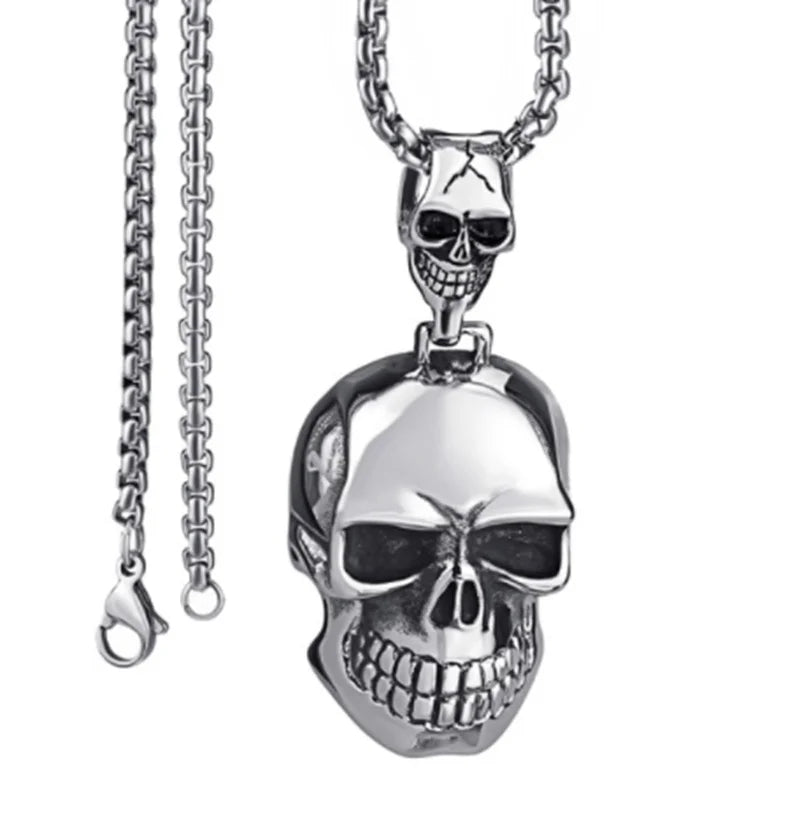 Vintage Gothic Metal Large Double Skull Pendant