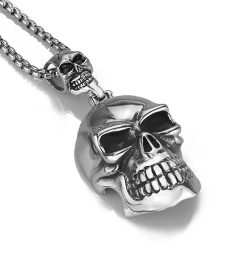 Vintage Gothic Metal Large Double Skull Pendant