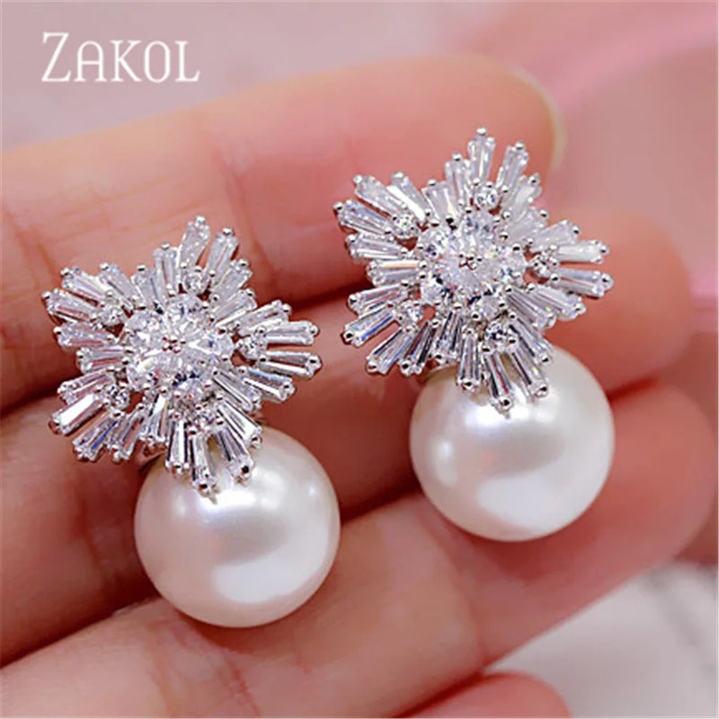 ZAKOL Korea Fashion Round Simulated Pearls