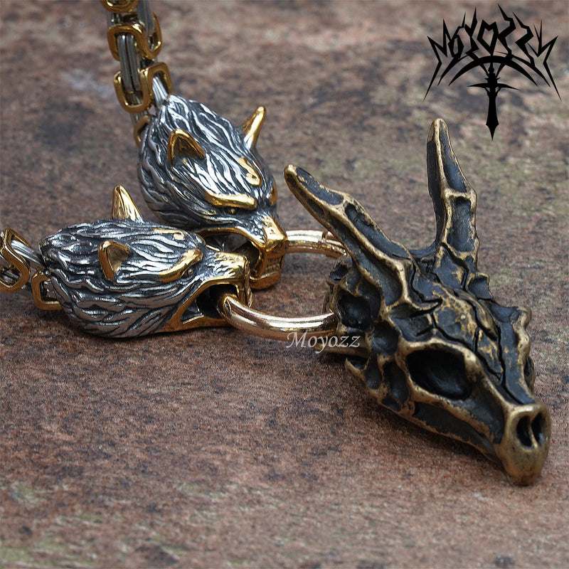 Cool Dragon Skull Stainless Steel Pendant Necklace