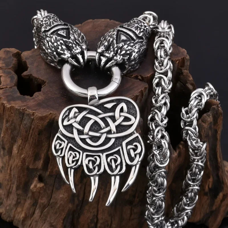 Viking Wolf Claw Bear Claw Amulet Pendant Necklace