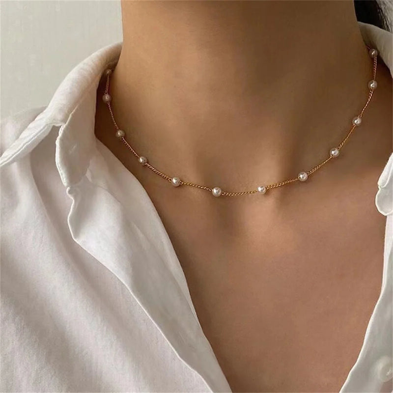 Minimalist Imitation Pearl Long Tassel Necklace