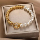 Knitted Stainless Steel Gold Color Cuff Bracelet