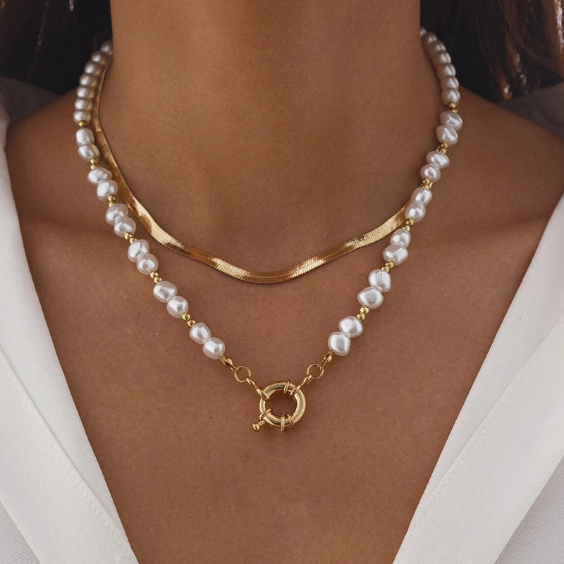 Elegant Irregular Pearl Multi-layer Necklace