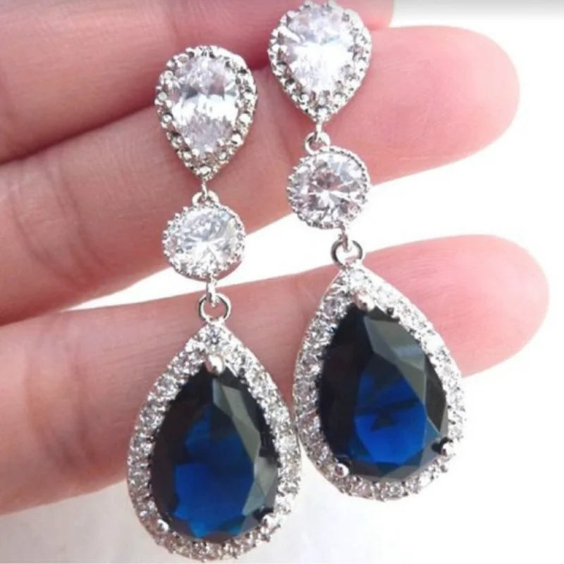 Blue White Water Drop Shaped Crystal