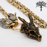 Cool Dragon Skull Stainless Steel Pendant Necklace