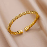 Knitted Stainless Steel Gold Color Cuff Bracelet