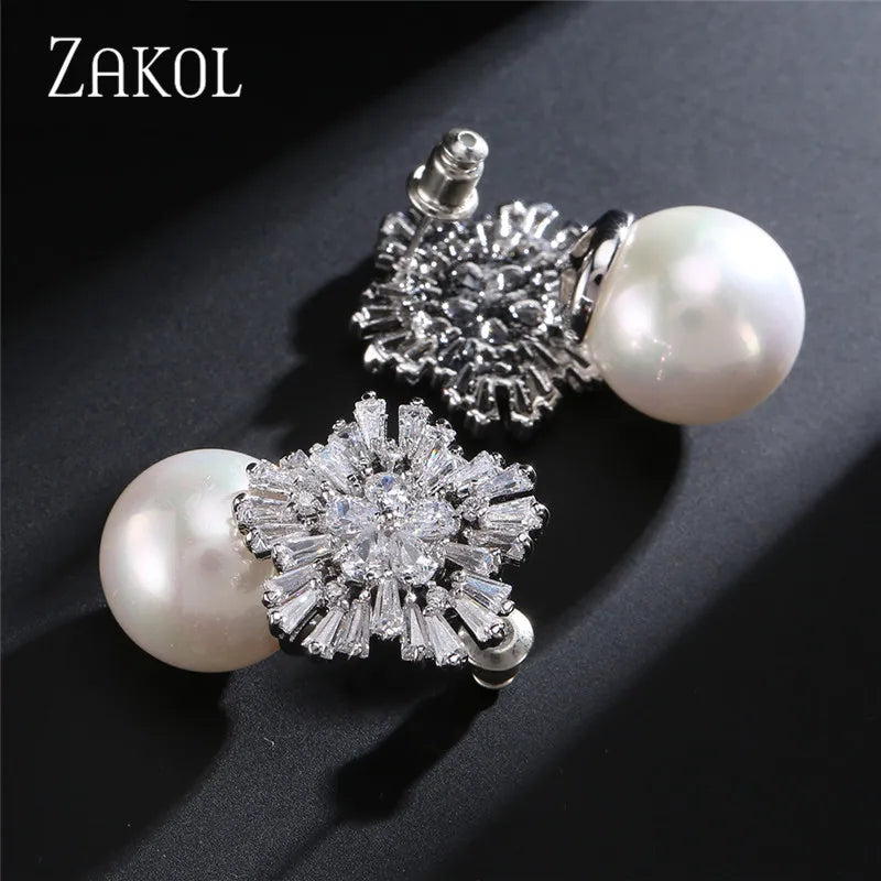 ZAKOL Korea Fashion Round Simulated Pearls