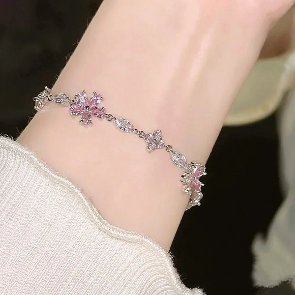 Elegant Crystal Flowers Bracelet