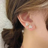 Zircon Flower Golden Ear Clips