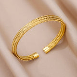 Knitted Stainless Steel Gold Color Cuff Bracelet