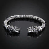 Viking Double Wolf Head Adjustable Bracelet