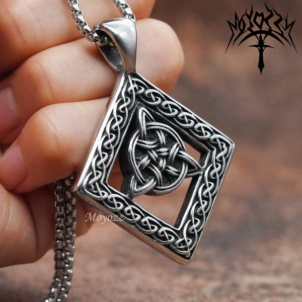 Steel Celtic Trinity Knot Pendant Necklace