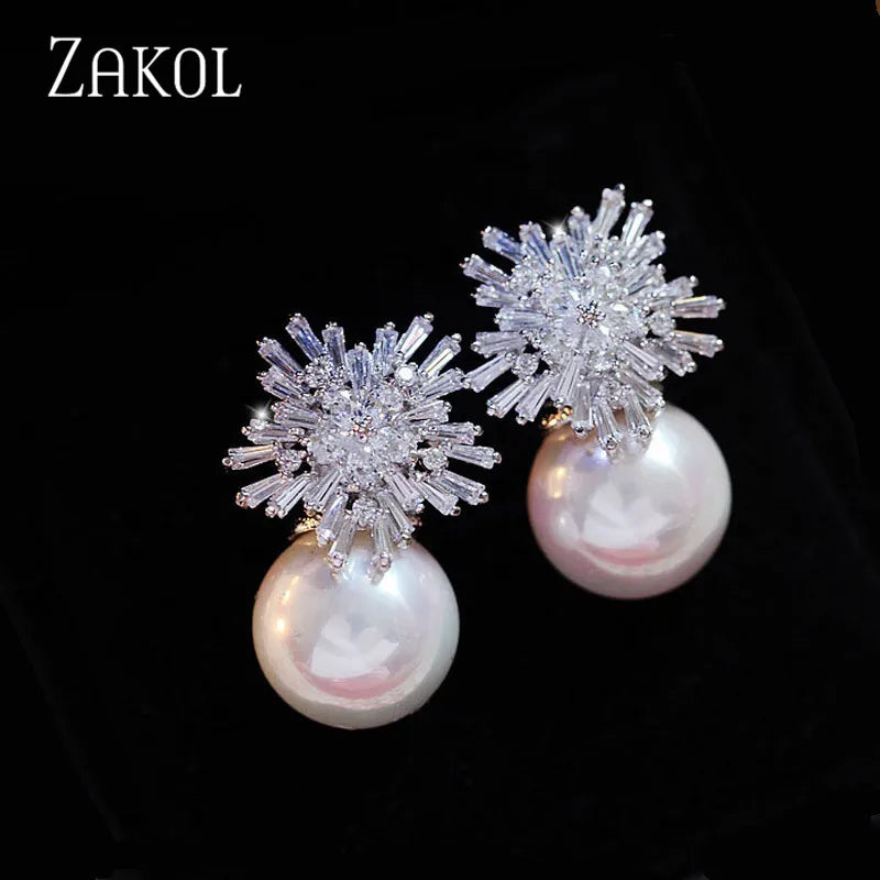 ZAKOL Korea Fashion Round Simulated Pearls