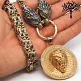 Gold Heavy Fenrir Iced Lion Head Stainless