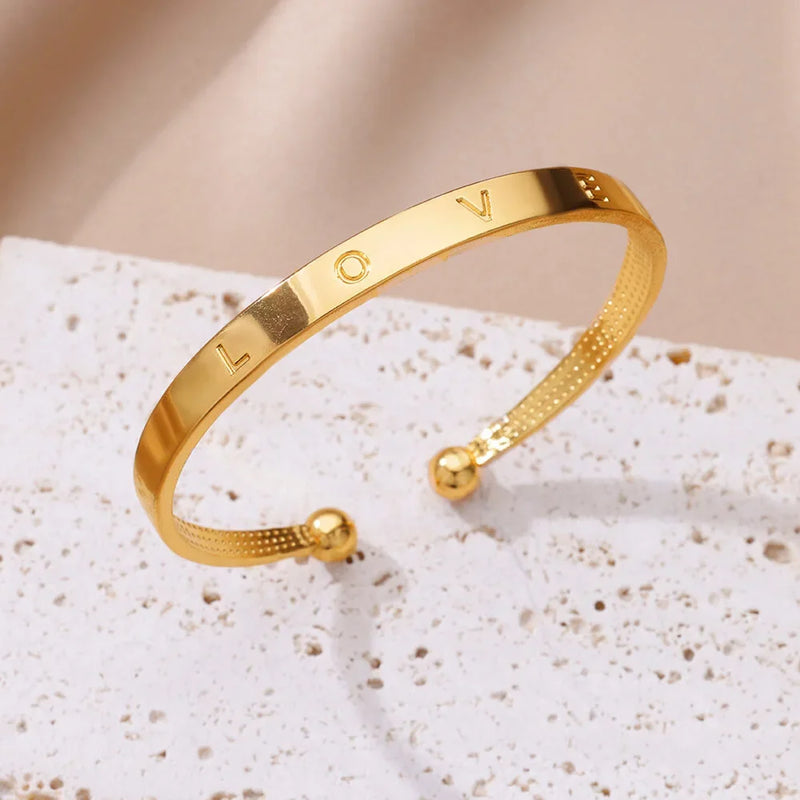 Knitted Stainless Steel Gold Color Cuff Bracelet