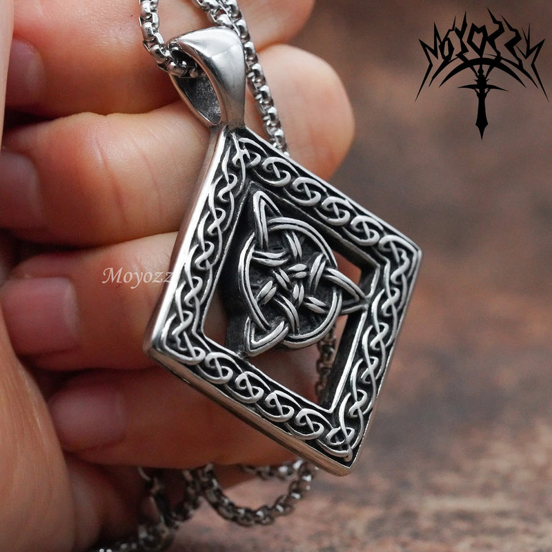 Steel Celtic Trinity Knot Pendant Necklace