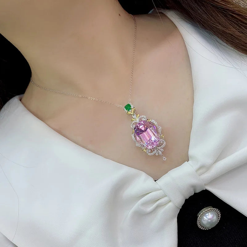 Romantic Pink CZ Pendant Necklace