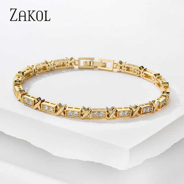 Cross Design Zirconia Charm Bracelet