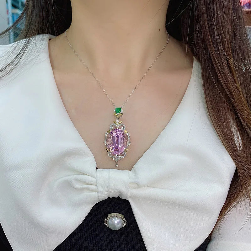 Romantic Pink CZ Pendant Necklace