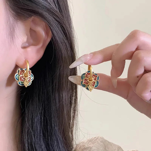 WANZHI Enamel Drip Oil Earrings