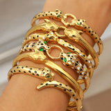 Stainless Steel Multicolor Leopard Bangle