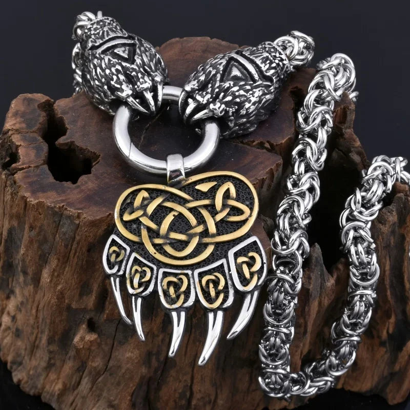 Viking Wolf Claw Bear Claw Amulet Pendant Necklace