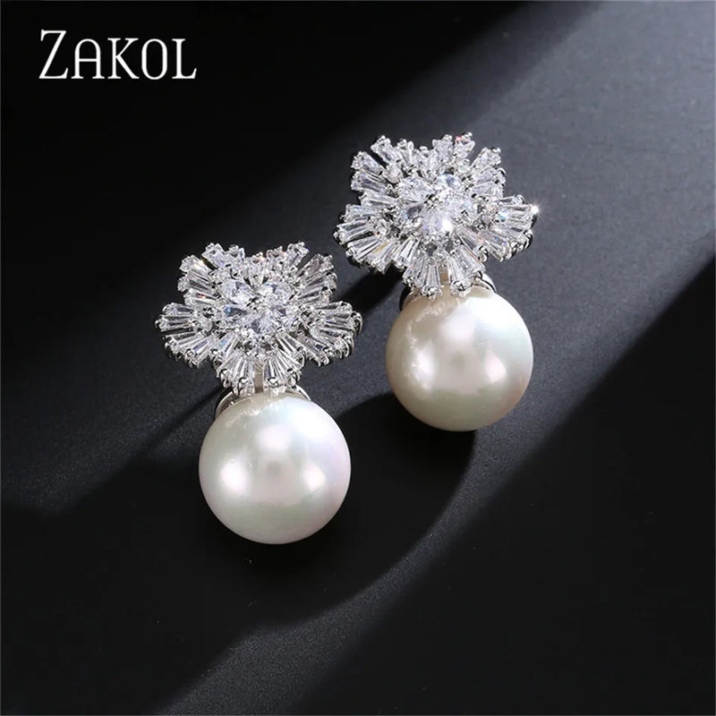 ZAKOL Korea Fashion Round Simulated Pearls